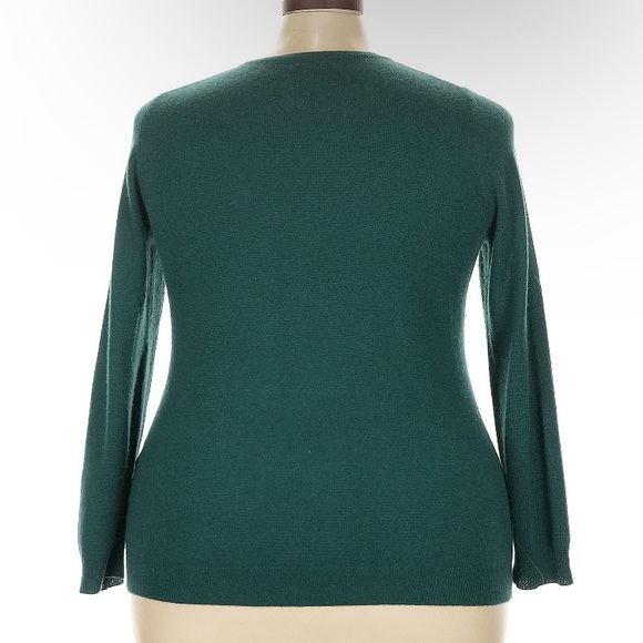 3X 100% cashmere pullover sweater Macy’s Charter Club Forest Green hunter pine - Picture 2 of 3